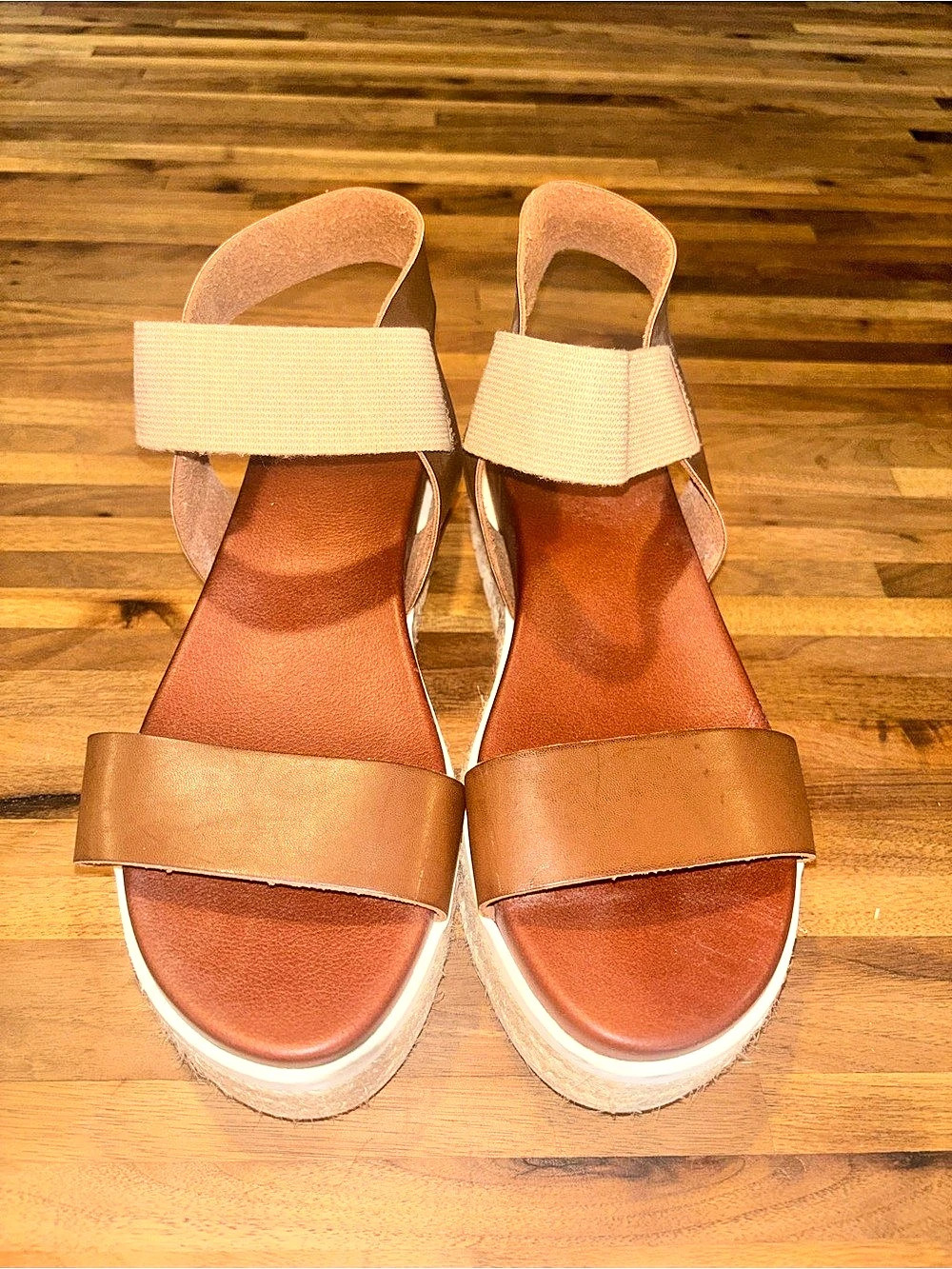 MIA Brittni Espadrille Wedge Sandal Brown & Cream